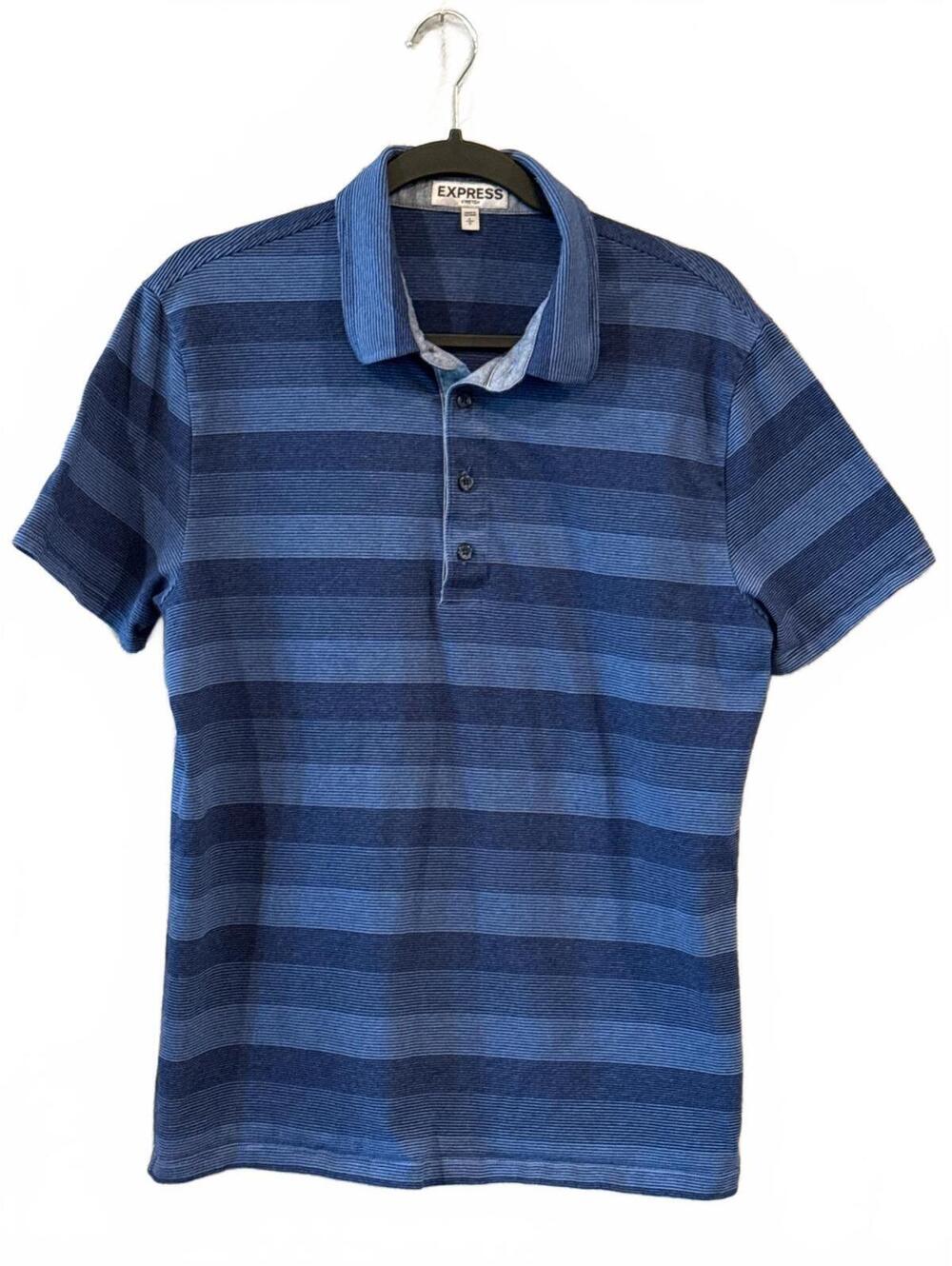 Express Teen's Stretch Blue Striped Polo Shirt Size Large